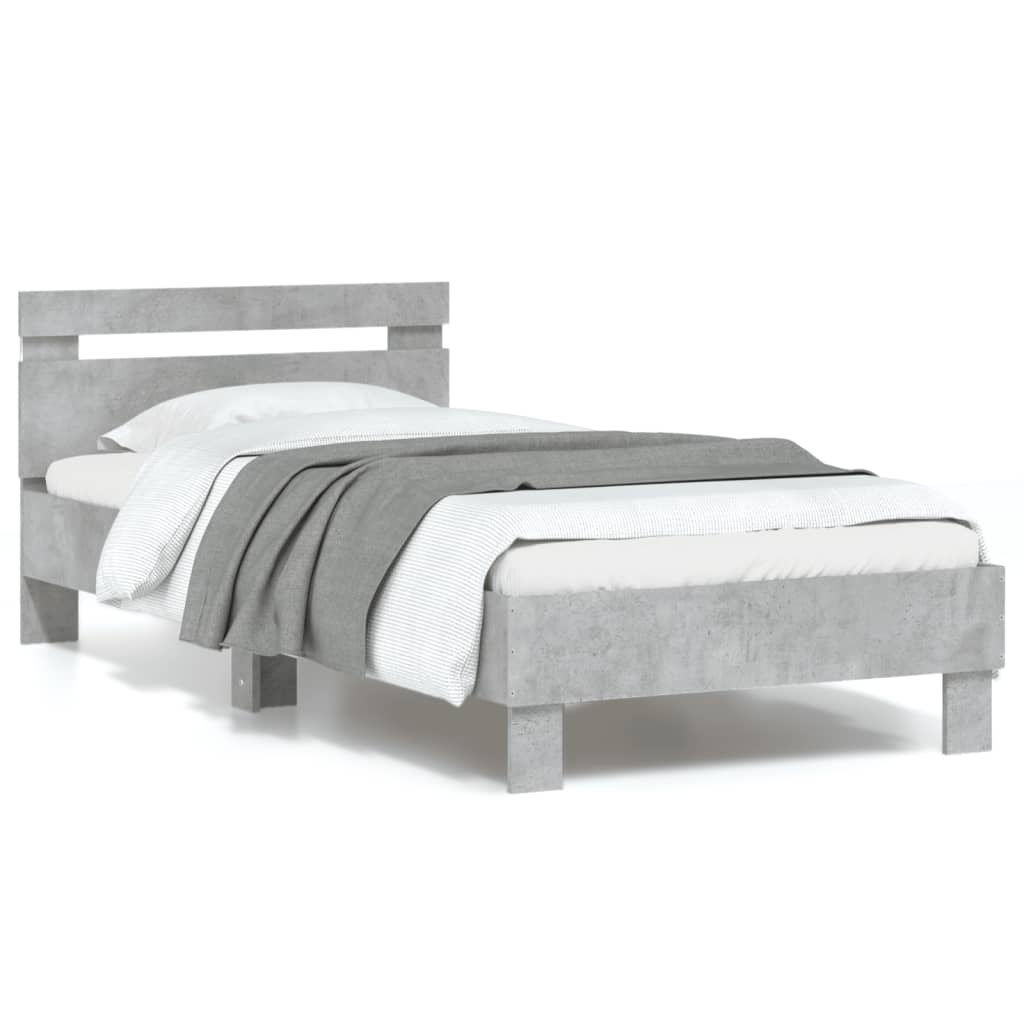 Bed Frame without Mattress with LED Lights Concrete Grey 90x190 cm Single