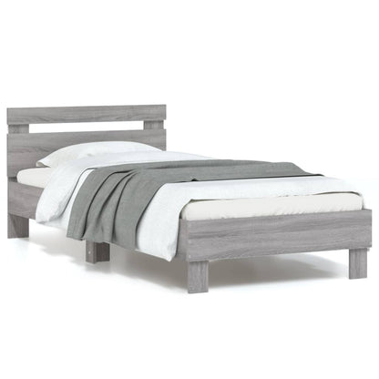 Bed Frame without Mattress with LED Lights Grey Sonoma 90x190 cm Single