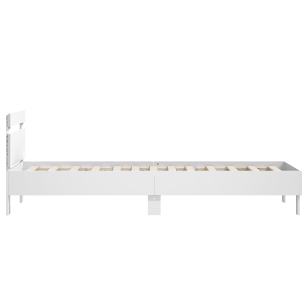 Bed Frame without Mattress with LED Lights White 75x190 cm Small Single