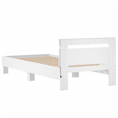 Bed Frame without Mattress with LED Lights White 75x190 cm Small Single