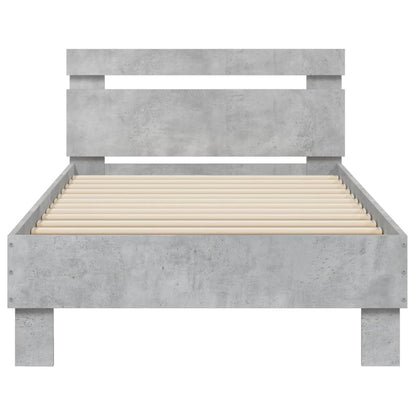 Bed Frame without Mattress with LED Lights Concrete Grey 75x190 cm Small Single