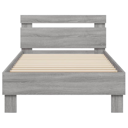 Bed Frame without Mattress with LED Lights Grey Sonoma 75x190 cm Small Single