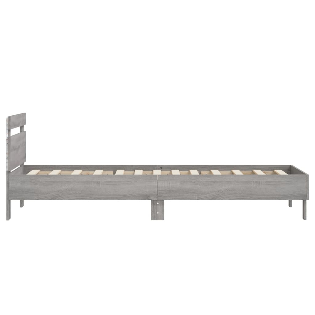 Bed Frame without Mattress with LED Lights Grey Sonoma 75x190 cm Small Single