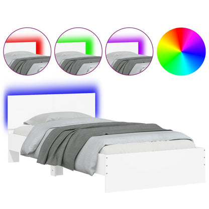 Bed Frame with Headboard and LED Lights White 100x200 cm