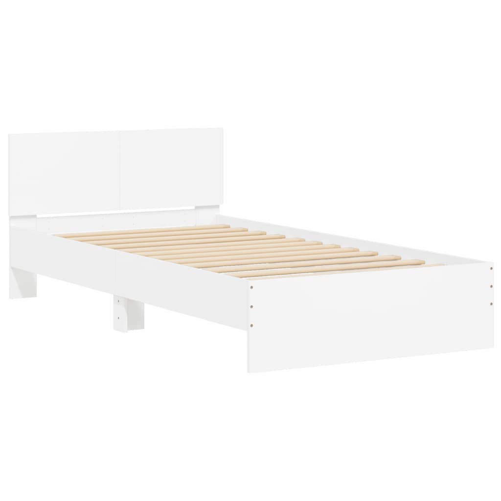 Bed Frame with Headboard and LED Lights White 100x200 cm