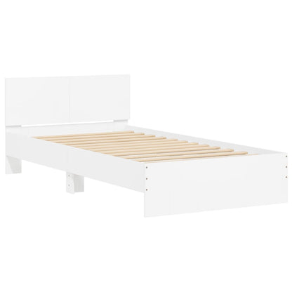 Bed Frame with Headboard and LED Lights White 100x200 cm