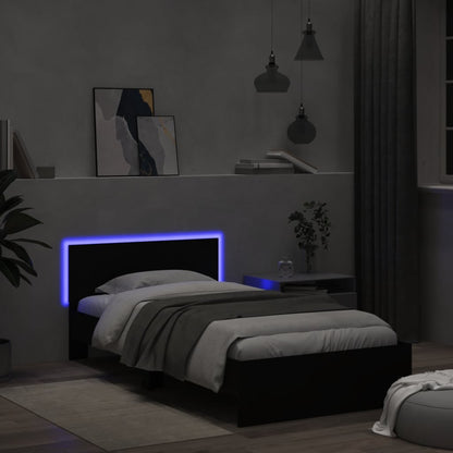 Bed Frame with Headboard and LED Lights Black 100x200 cm