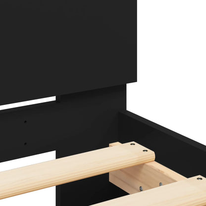 Bed Frame with Headboard and LED Lights Black 100x200 cm