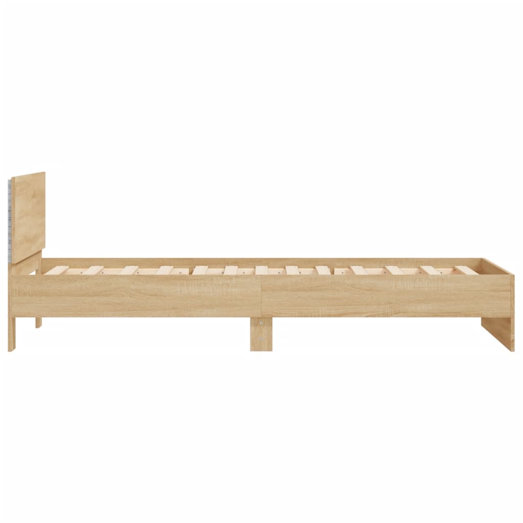 Bed Frame with Headboard and LED Lights Sonoma Oak 100x200 cm