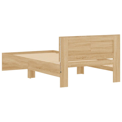 Bed Frame with Headboard and LED Lights Sonoma Oak 100x200 cm