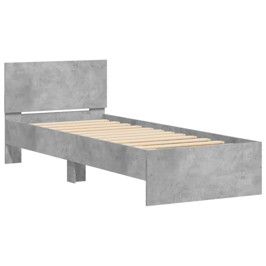 Bed Frame without Mattress with LED Lights Concrete Grey 90x190 cm Single