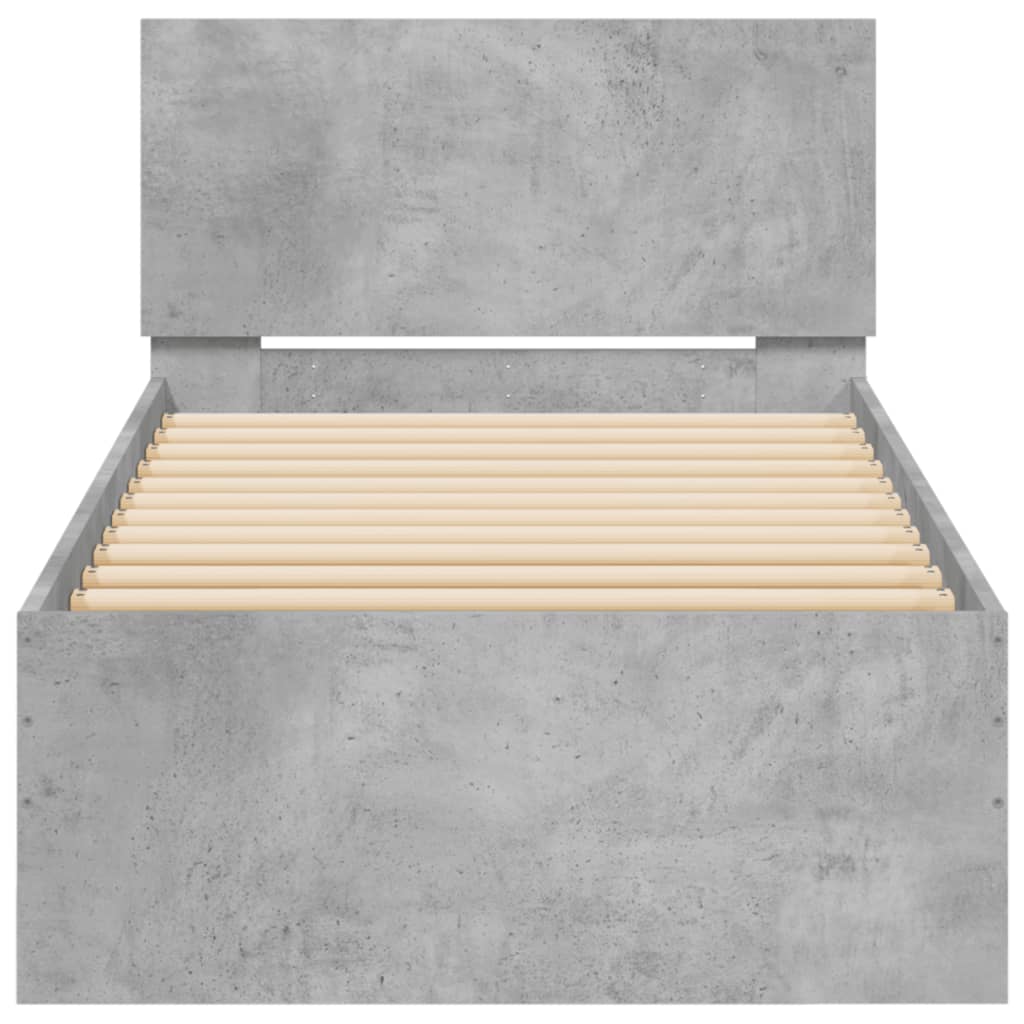 Bed Frame without Mattress with LED Lights Concrete Grey 90x190 cm Single