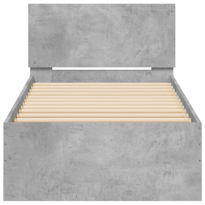 Bed Frame without Mattress with LED Lights Concrete Grey 90x190 cm Single