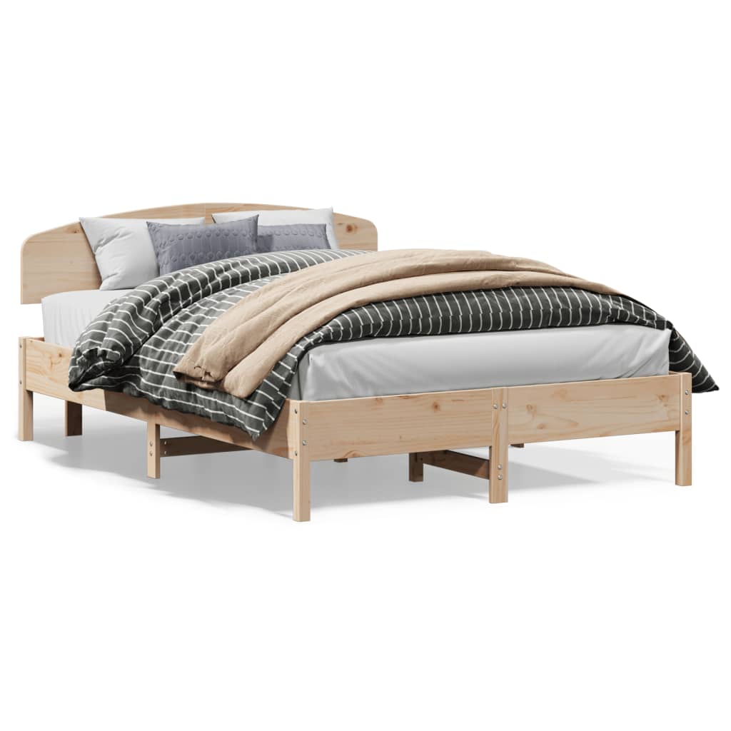 Bed Frame with Headboard 150x200 cm King Size Solid Wood Pine