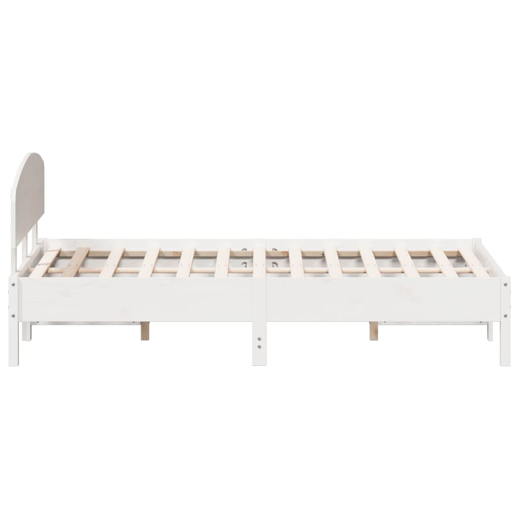 Bed Frame with Headboard White 150x200 cm King Size Solid Wood Pine