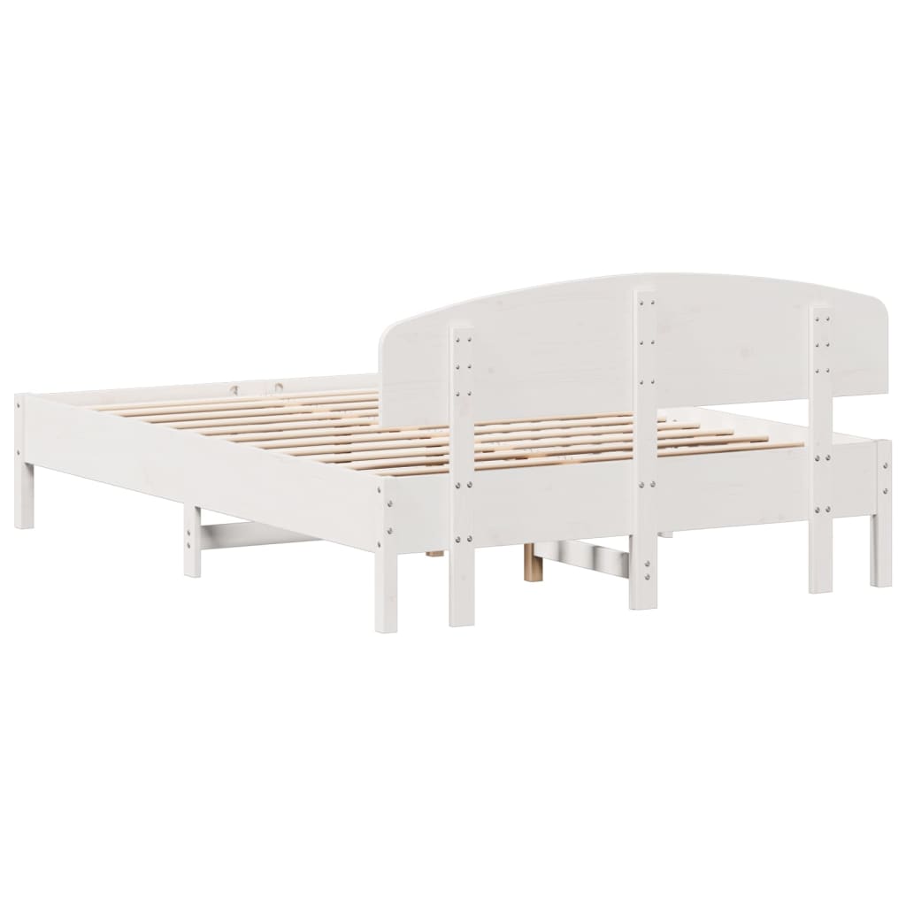 Bed Frame with Headboard White 150x200 cm King Size Solid Wood Pine