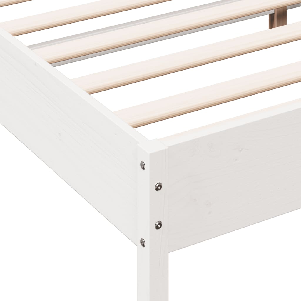 Bed Frame with Headboard White 150x200 cm King Size Solid Wood Pine