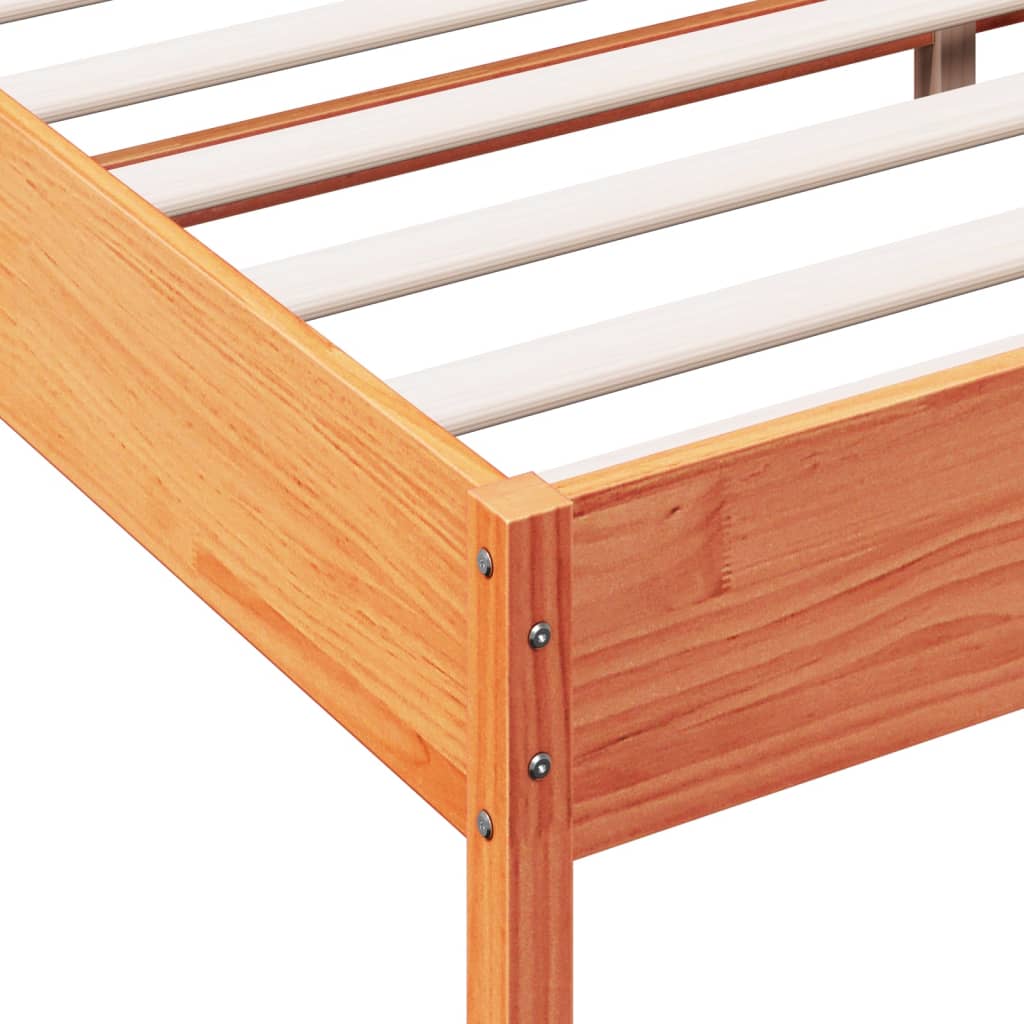 Bed Frame with Headboard Wax Brown 150x200 cm King Size Solid Wood Pine