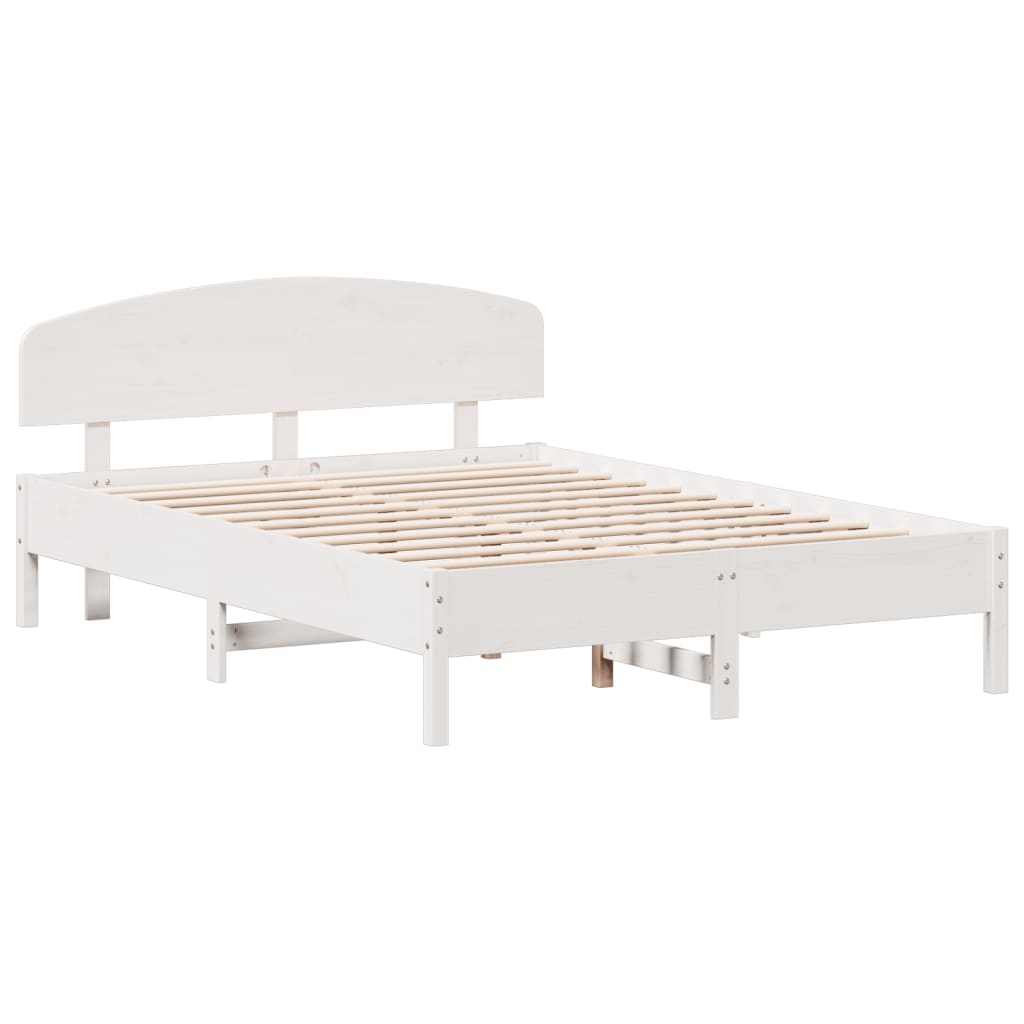 Bed Frame with Headboard White 120x200 cm Solid Wood Pine