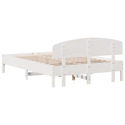 Bed Frame with Headboard White 120x200 cm Solid Wood Pine