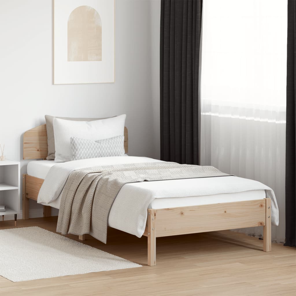 Bed Frame with Headboard 100x200 cm Solid Wood Pine