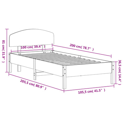 Bed Frame with Headboard 100x200 cm Solid Wood Pine