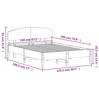 Bed Frame with Headboard 120x190 cm Small Double Solid Wood Pine