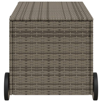 Garden Storage Box with Wheels Grey 190L Poly Rattan