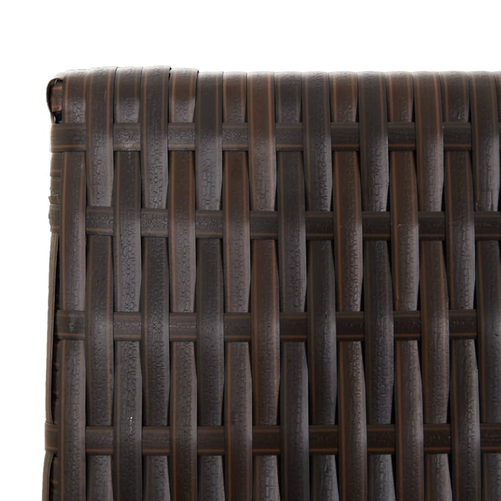 Room Divider 5 Panels Brown Poly Rattan