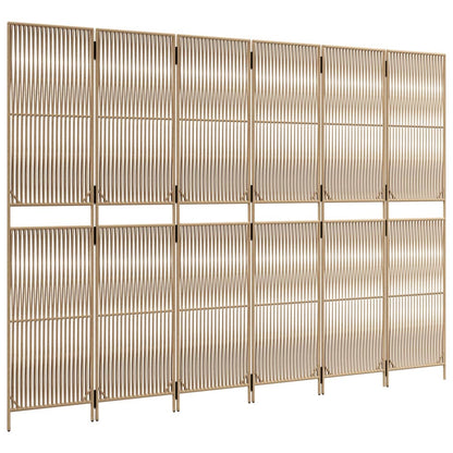 Room Divider 6 Panels Beige Poly Rattan