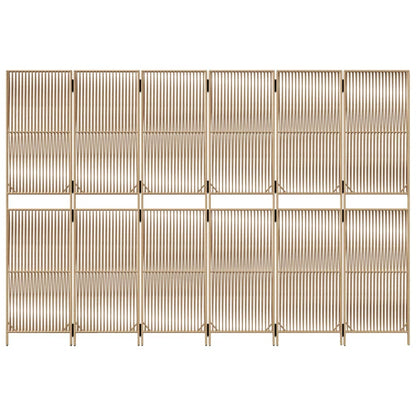 Room Divider 6 Panels Beige Poly Rattan