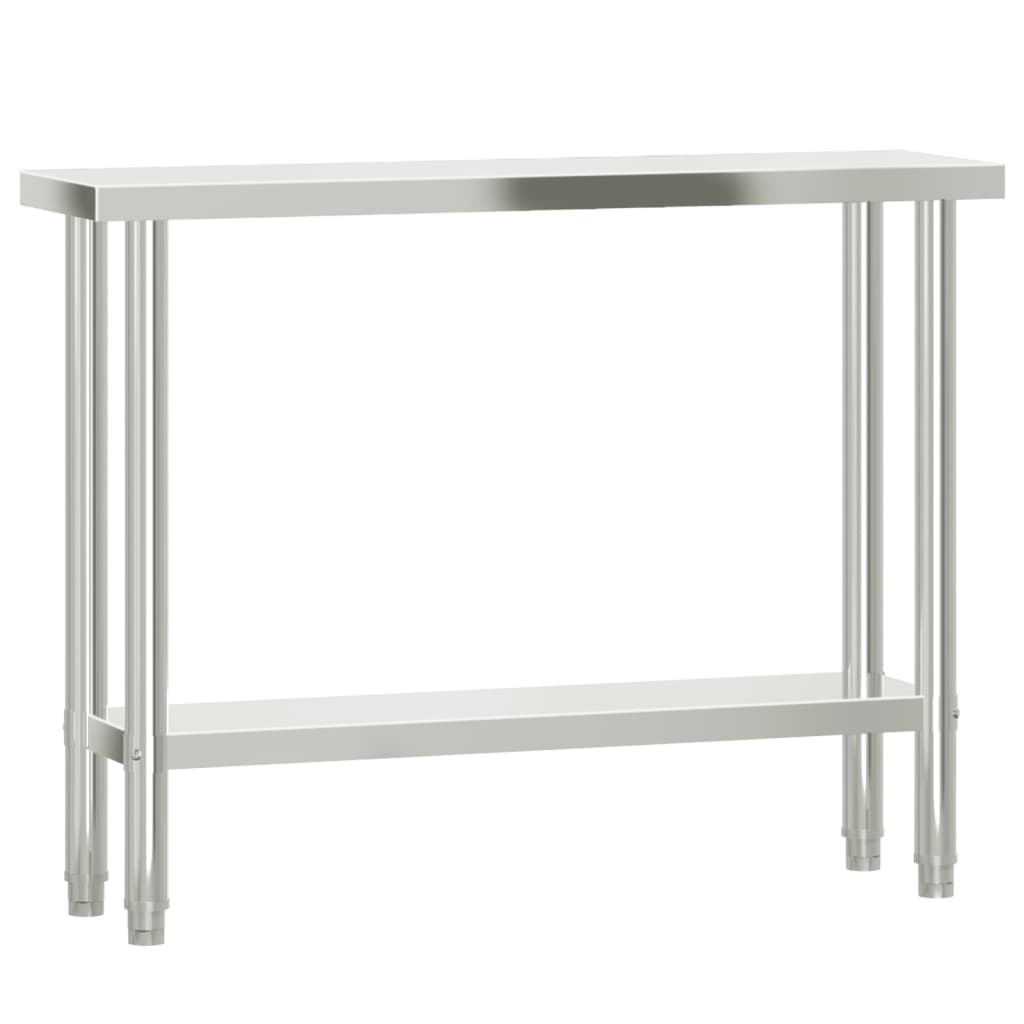 Kitchen Work Table with Overshelf 110x30x150 cm Stainless Steel