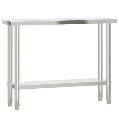 Kitchen Work Table with Overshelf 110x30x150 cm Stainless Steel