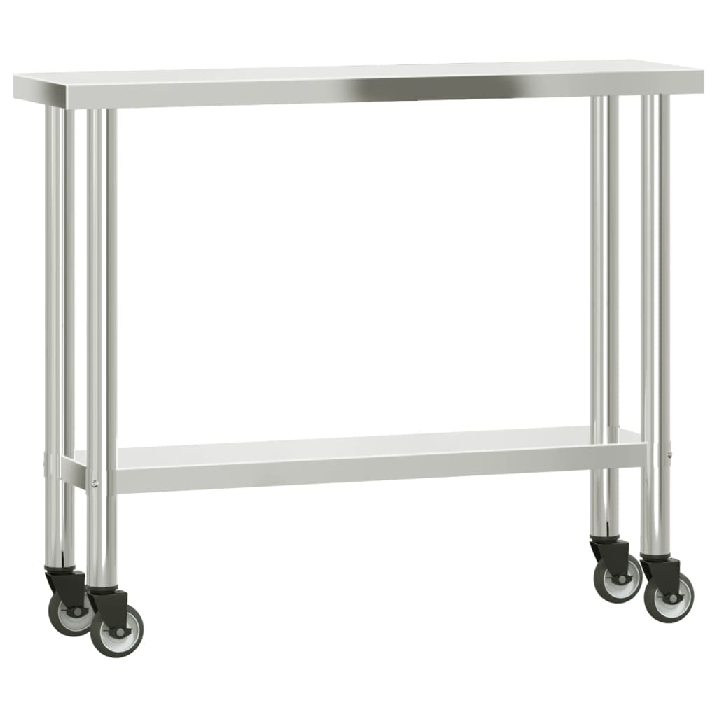 Kitchen Work Table with Overshelf 110x30x150 cm Stainless Steel