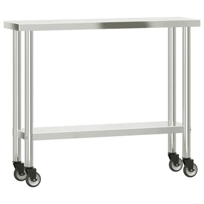 Kitchen Work Table with Overshelf 110x30x150 cm Stainless Steel