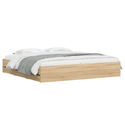 Bed Frame with Drawers without Mattress Sonoma Oak 200x200 cm