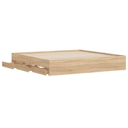 Bed Frame with Drawers without Mattress Sonoma Oak 200x200 cm