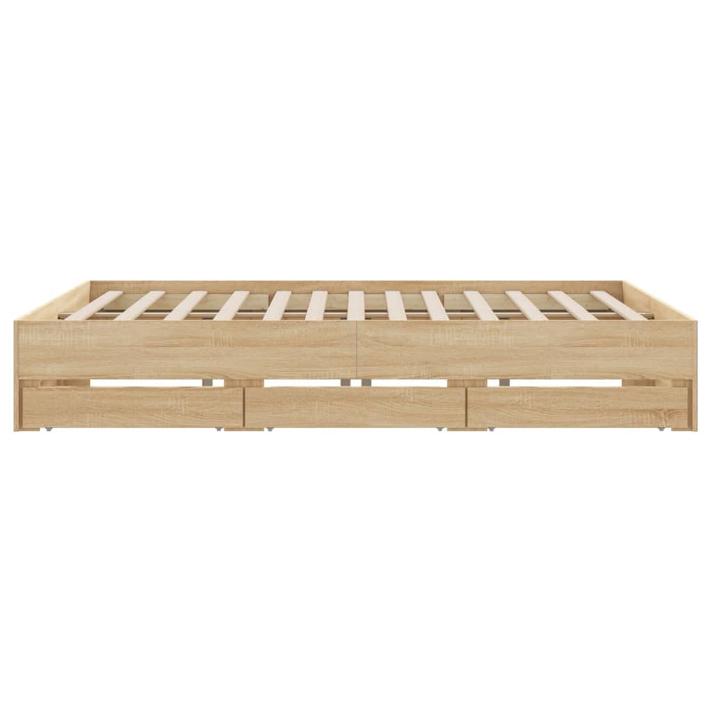 Bed Frame with Drawers without Mattress Sonoma Oak 200x200 cm