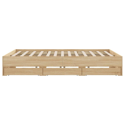 Bed Frame with Drawers without Mattress Sonoma Oak 200x200 cm