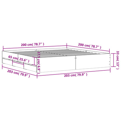 Bed Frame with Drawers without Mattress Sonoma Oak 200x200 cm