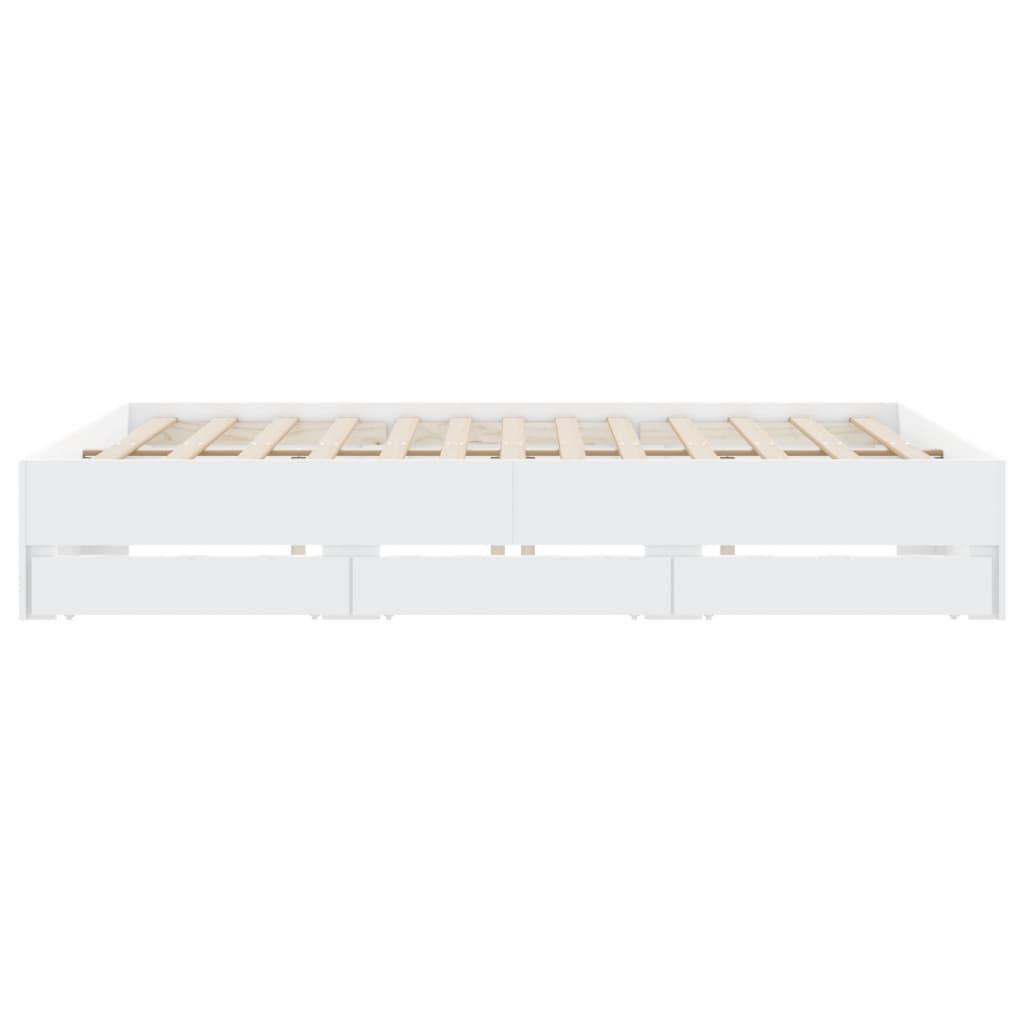 Bed Frame with Drawers without Mattress White 180x200 cm Super King