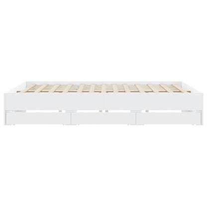 Bed Frame with Drawers without Mattress White 180x200 cm Super King