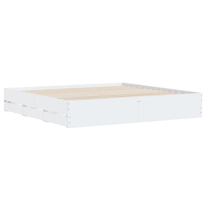 Bed Frame with Drawers without Mattress White 180x200 cm Super King