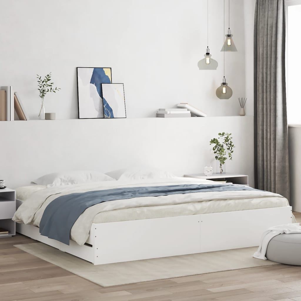 Bed Frame with Drawers without Mattress White 180x200 cm Super King