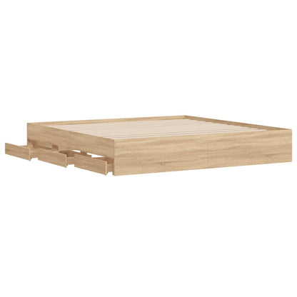 Bed Frame with Drawers without Mattress Sonoma Oak 160x200 cm