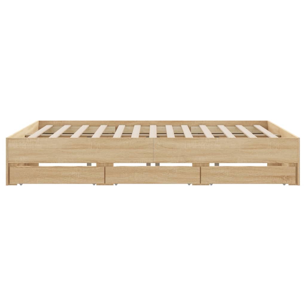 Bed Frame with Drawers without Mattress Sonoma Oak 160x200 cm