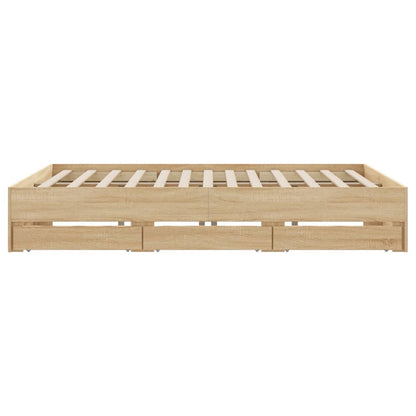 Bed Frame with Drawers without Mattress Sonoma Oak 160x200 cm