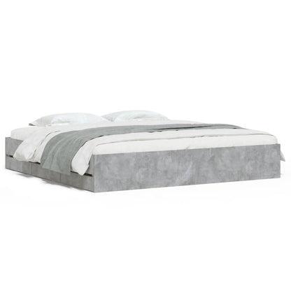 Bed Frame with Drawers without Mattress Concrete Grey 160x200 cm