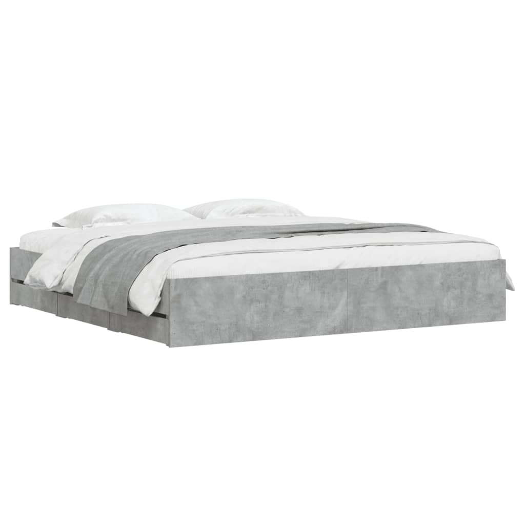 Bed Frame with Drawers without Mattress Concrete Grey 160x200 cm