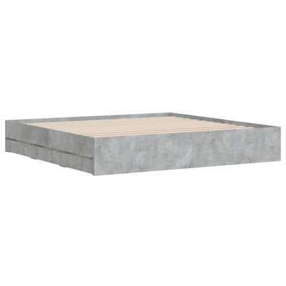 Bed Frame with Drawers without Mattress Concrete Grey 160x200 cm